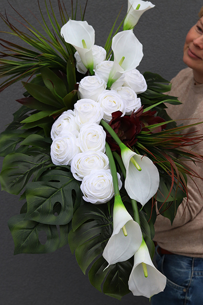 Bliskość, zestaw dekoracji nagrobnych, bukiet w wazonie & kompozycja, 2szt.