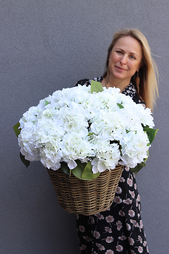 bardzo bogaty kosz hortensji, New Provance, wym.48x50cm  