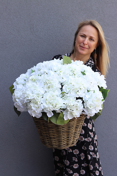 bardzo bogaty kosz hortensji, New Provance, wym.48x50cm  