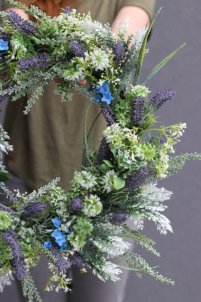 atrakcyjny kwiatowy wianek z lawendą, Felisa, śr.43cm 