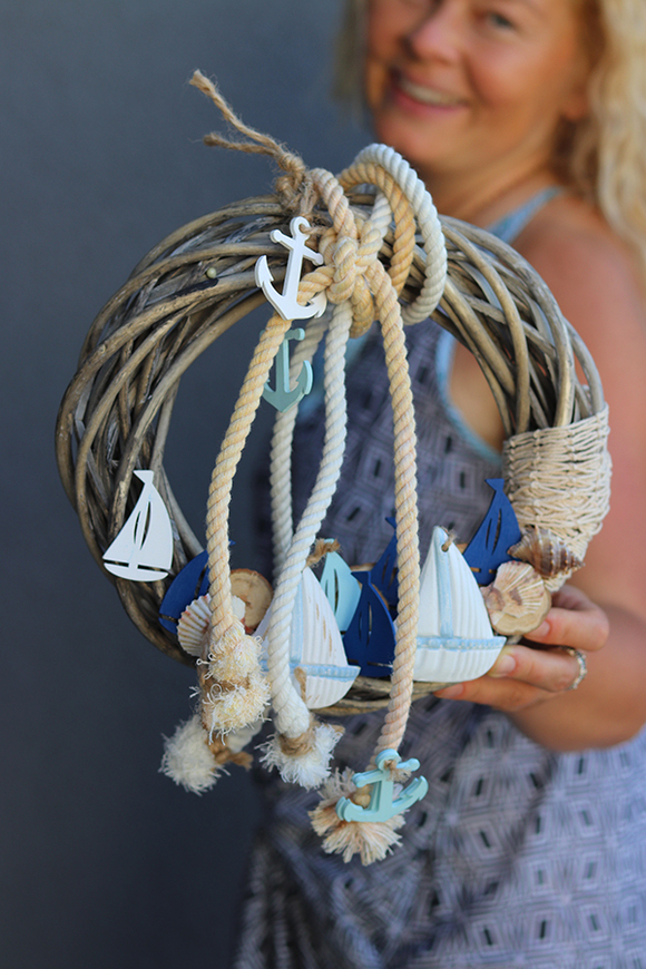 marynistyczny wianek dekoracyjny, Na Żagle, śr.27cm