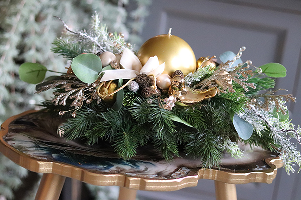 bożonarodzeniowy stroik, Złota Wigilia, wym.17x45cm 