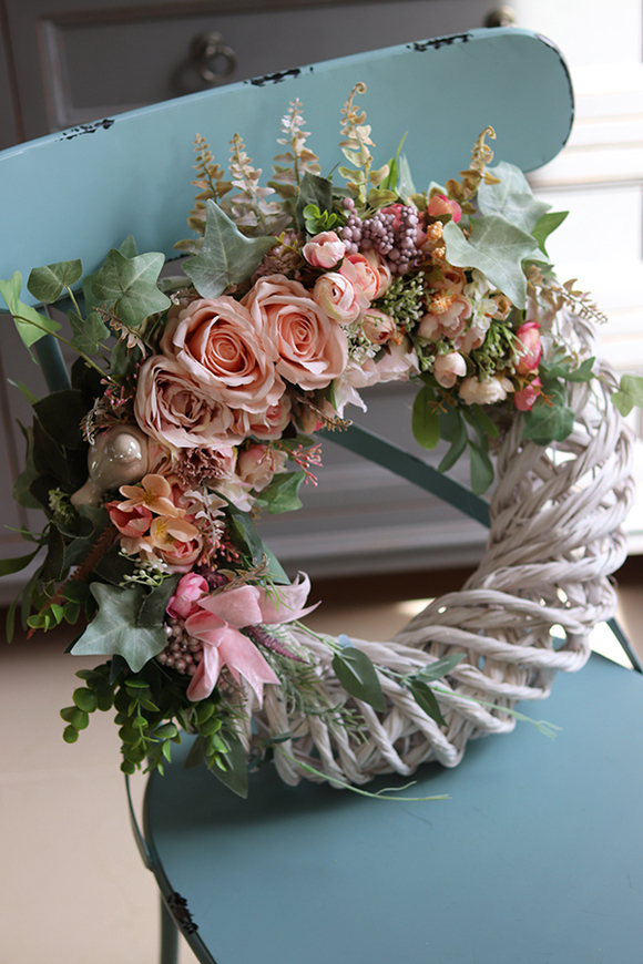 atrakcyjny wiosenny wianek, Pastellova, śr.45cm