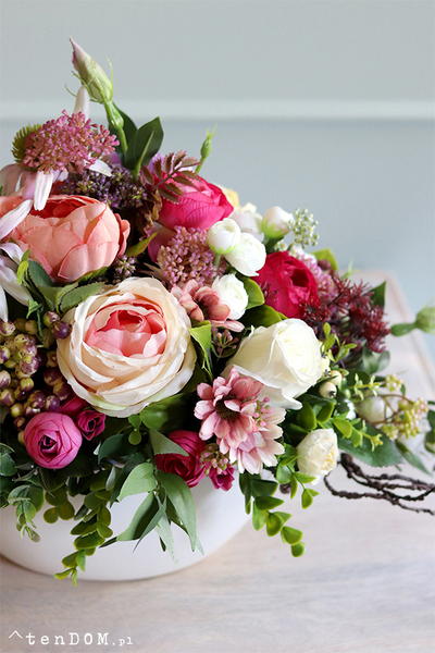 Abella New kompozycja kwiatowa w białej misie, wym.38x50cm