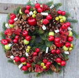 Czerwone Nastroje, świąteczny wianek na drzwi, śr.27 cm
