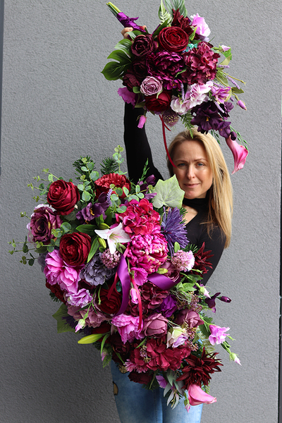 komplet 2 wiązanek nagrobnych Eulalia, dł. 55 / 88cm  