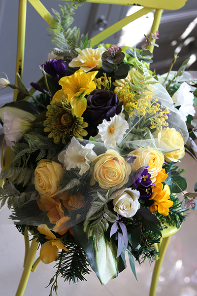 dekoracja / wiązanka nagrobna Yellow Spring, dł.55cm 