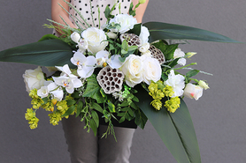 kompozycja kwiatowa nagrobna Lotos Premium, wym.44x91cm