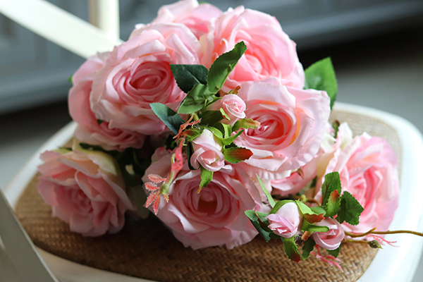 bukiet sztucznej róży, Lucila Pink, dł.50cm