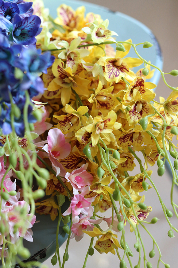 bukiet tajskiej orchidei, Multikolor, żółta, 12szt, dł.67cm