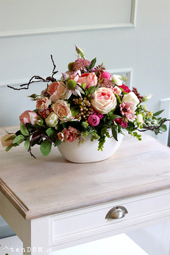 Abella New kompozycja kwiatowa w białej misie, wym.38x50cm