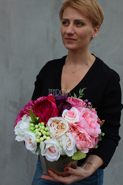 kompozycja kwiatowa, Leokadia, wys.30cm, szer.30cm