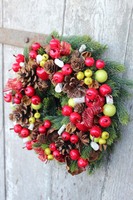 Czerwone Nastroje, świąteczny wianek na drzwi, śr.27 cm