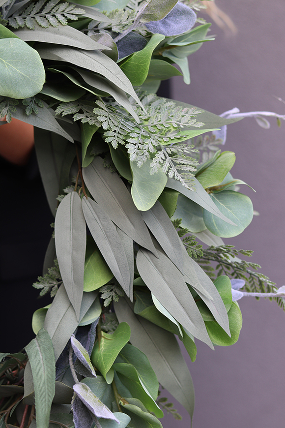 efektowny zielony wianek na drzwi, Naturea, śr.60cm