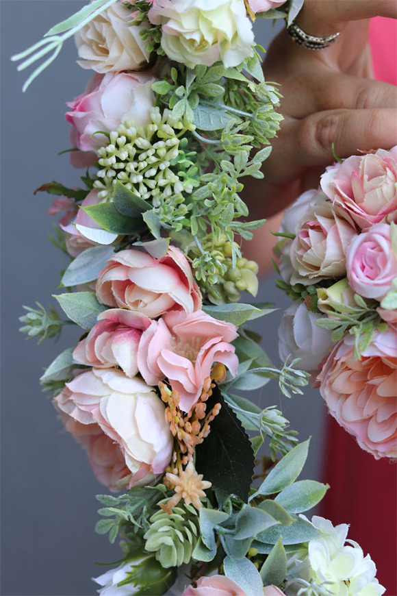 Hiacynta, efektowny zestaw wianek+stroik kwiatowy, śr.14cm/40cm