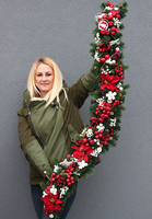 świąteczna girlanda White&Red, dekoracja na stół kominek balustradę, dł. 3m 