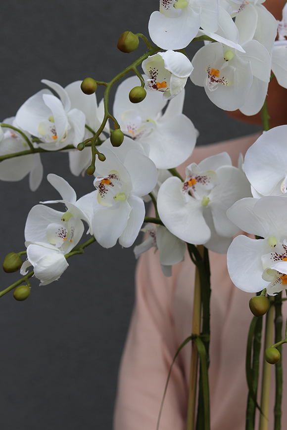 sztuczny storczyk Manfredo w szarej, matowej donicy, wys.72cm