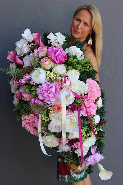 Nelia XXL, duża wiązanka nagrobna, dł.120cm