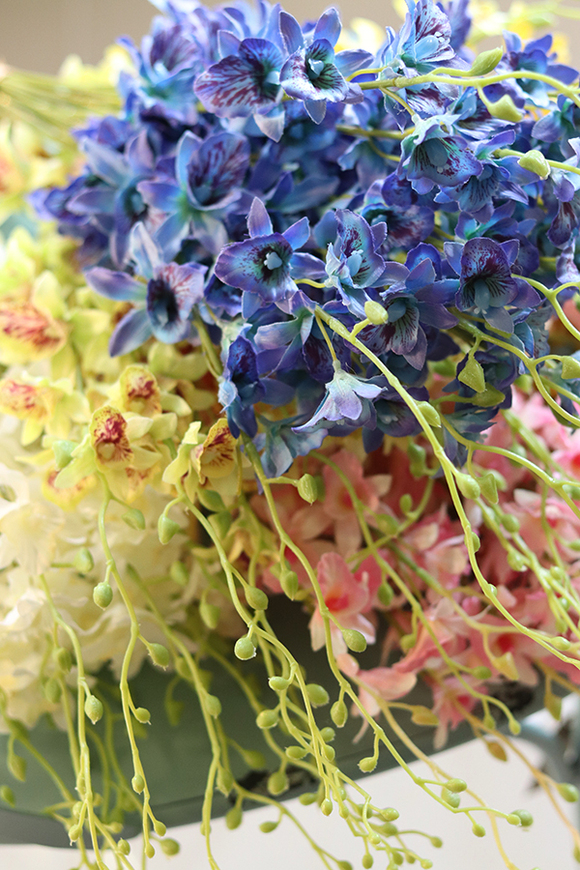 bukiet tajskiej orchidei, Multikolor, niebieska, 12szt, dł.67cm