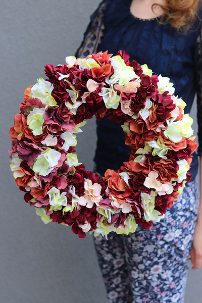 Jesienna Hortensja Ramona, wianek na drzwi, śr.41m  