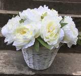 kosz z białymi peoniami Lisa wys.38cm