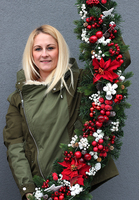 świąteczna girlanda White&Red, dekoracja na stół kominek balustradę, dł. 3m 