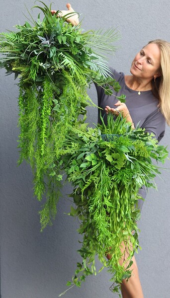 Firesa, zielona kompozycja wisząca, wys.90cm  