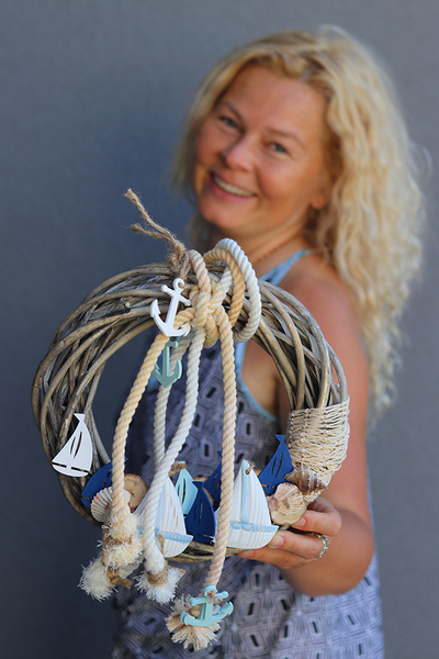 marynistyczny wianek dekoracyjny, Na Żagle, śr.27cm