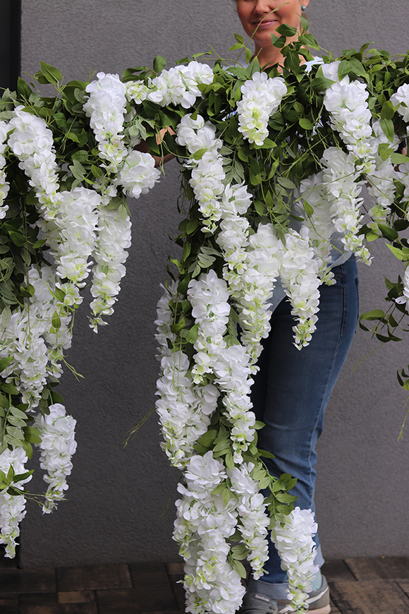 elegancka girlanda z białymi kwiatami, Wisterianna Cascada, dł.100cm