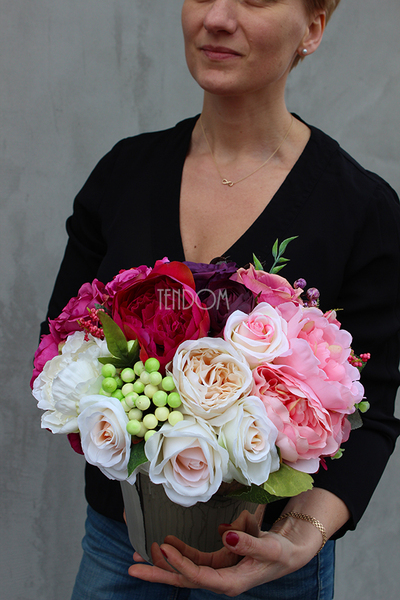 kompozycja kwiatowa, Leokadia, wys.30cm, szer.30cm