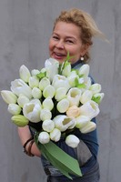 Tulipano kompozycja kwiatowa / bukiet / flowerbox,wys.34cm