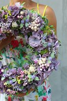 prześliczny wianek na drzwi Fioletowa Łąka, śr.36cm 