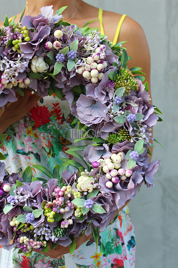 prześliczny wianek na drzwi Fioletowa Łąka, śr.36cm 