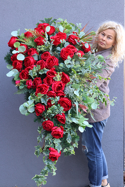 wiązanka nagrobna, Czerwona Luiza, dł.130cm