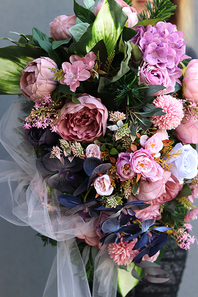 dekoracja / wiązanka nagrobna Pink Spring, dł.55cm