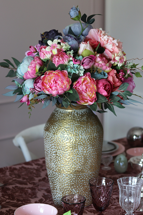 bardzo elegancki bukiet Caryca w złotym wazonie, dł.73cm