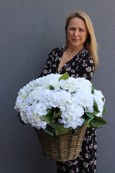 bardzo bogaty kosz hortensji, New Provance, wym.48x50cm  