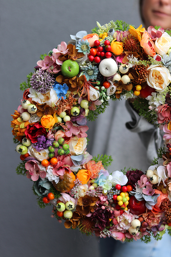 Hassta, jesienny owocowy wianek, śr.40cm
