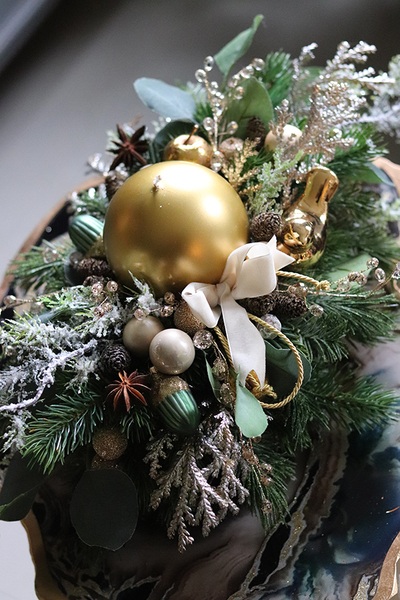 bożonarodzeniowy stroik, Złota Wigilia, wym.17x45cm 