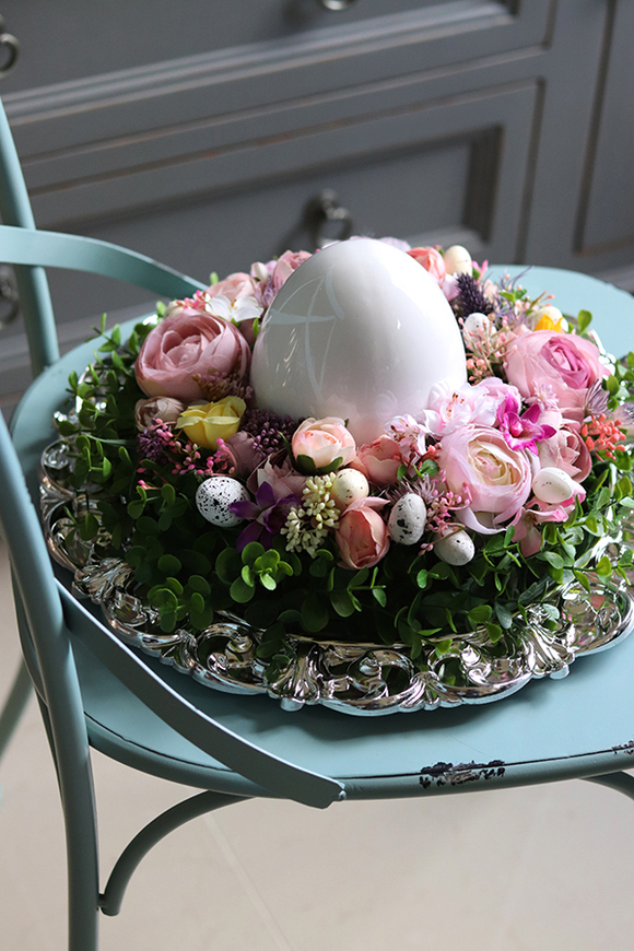 Teruna, wielkanocny stroik z porcelanowym jajem, śr.33cm