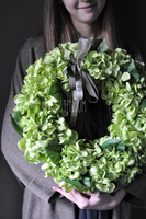 piękna Zielona Hortensja wianek na drzwi, śr.40cm 