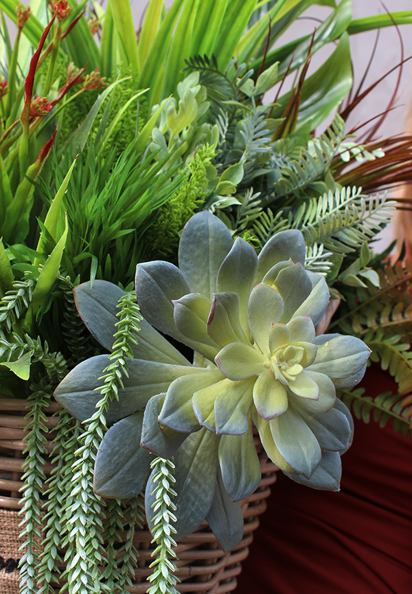 Dellana, kosz z sukulentami i trawami, wys.75cm 