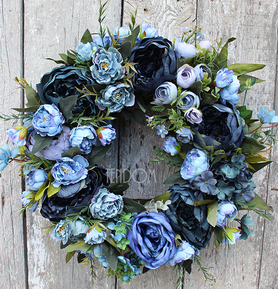 Caryca Katarzyna Navy Exclusive efektowny wianek na drzwi, śr.43cm