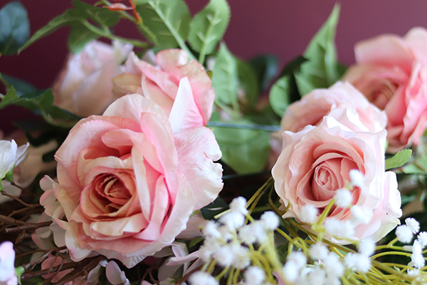 Gelina, subtelny bukiet różowych kwiatów, dł.80cm