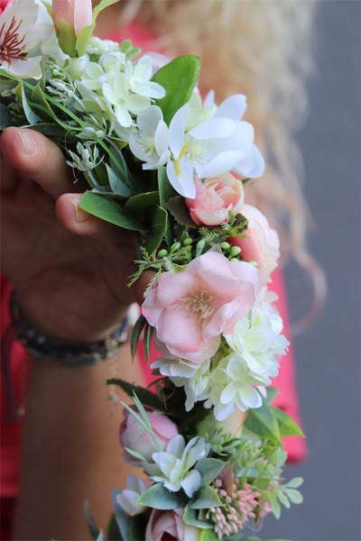 Hiacynta, efektowny zestaw wianek+stroik kwiatowy, śr.14cm/40cm