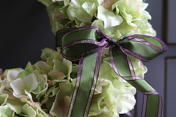 gęsty wianek na drzwi, Zielona Hortensja New 2, śr.40cm 