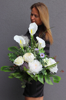 kompozycja nagrobna / bukiet z kallami, White Angels 2, wys.58cm