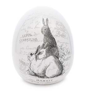 OD RĘKI ceramiczna dekoracja wielkanocna / figurka jajo, Zajączek A, wym.16x12x12cm