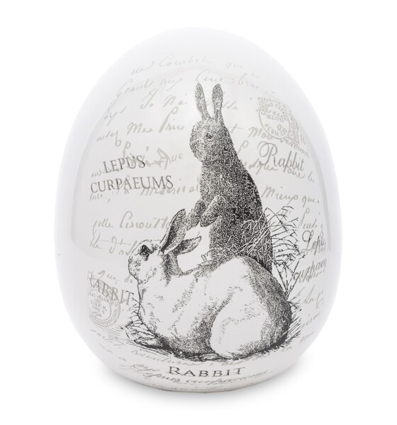 OD RĘKI ceramiczna dekoracja wielkanocna / figurka jajo, Zajączek A, wym.16x12x12cm