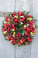 Czerwone Nastroje, świąteczny wianek na drzwi, śr.27 cm